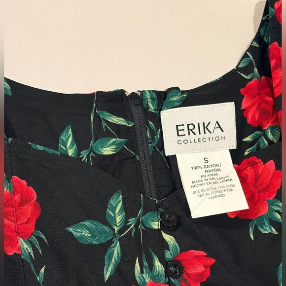 Erika Black Maxi Dress with Red Floral Design - Picture 5 of 8